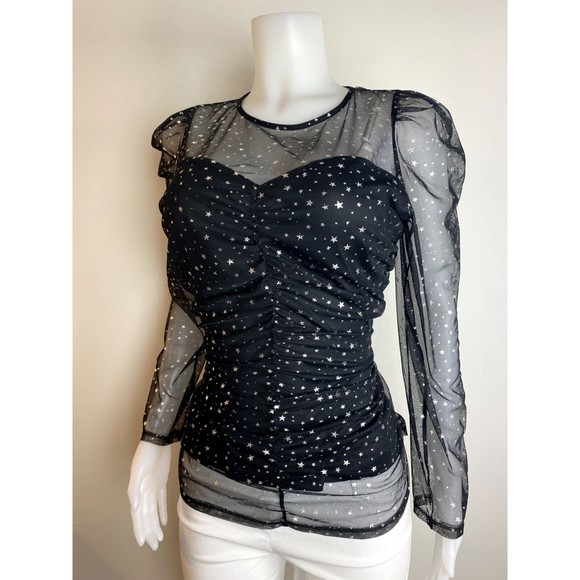 F. Express Top Size L Multicolor Blouse Long Sleeve Round Neck NWT $49 - Picture 3 of 9